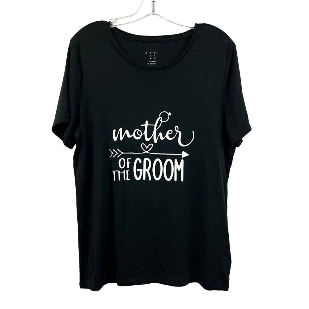A New Day Womens Short Sleeve Mother of the Groom T-Shirt Black/White XL